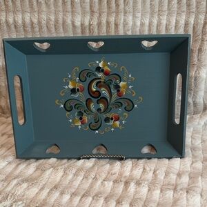 Norwegian Wooden Tray with  Rosemaling Design